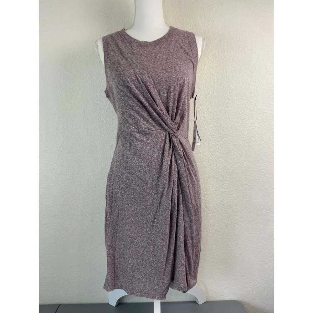 Treasure and Bond women's small heather purple knot front sleeveless knit dress
